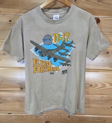 Camiseta De Colección Militar B-17 Fortaleza Voladora Hombres Grande Segunda Guerra Mundial 50 Aniversario 1991 Foto 1 de 4
