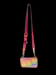 Coach Charter Phone Crossbody Rainbow Signature Purse - Picture 1 of 14