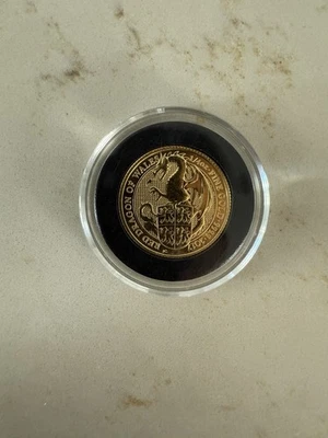 2017 Great Britain 1/4 oz GOLD Queens Beast RED DRAGON OF WALES - Ships Fast - Image 1 of 4
