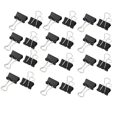 24 Piezas 15mm Metal Escritorio Papel Documentos Oficina Papelería Carpeta Clips Negro Foto 1 de 4