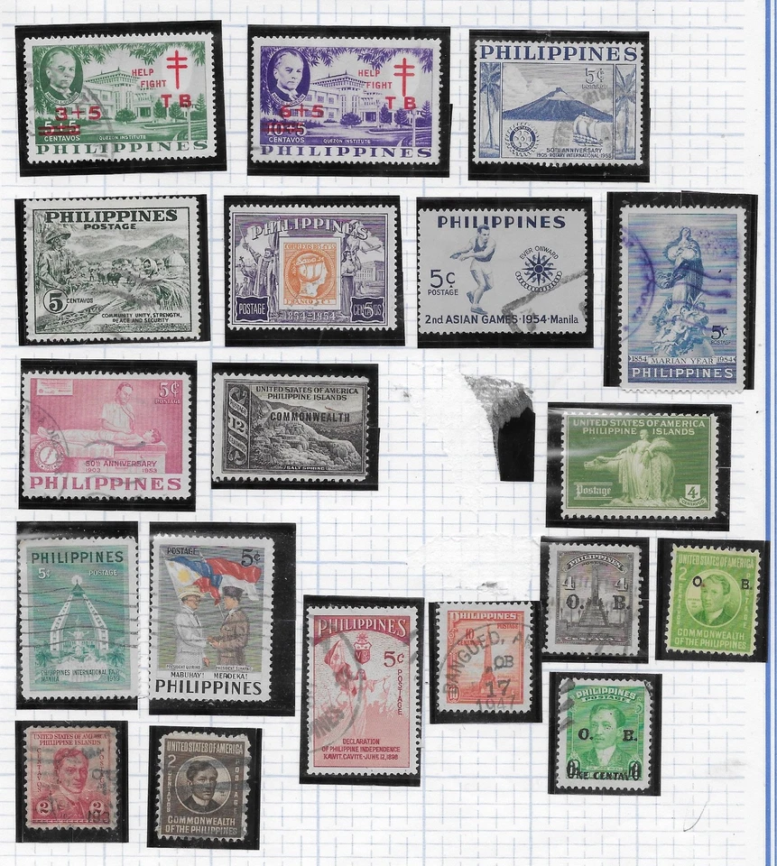 19 estampillas de Filipinas de álbum antiguo de calidad Foto 1 de 1