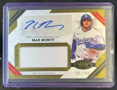 2025 Topps Tier One Max Muncy Auto Jumbo Jersey #185/199 Dodgers - Image 1 of 2
