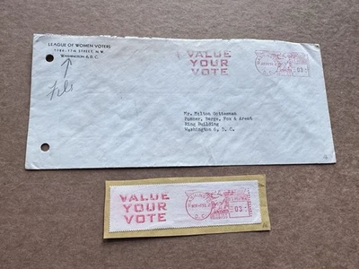 US  VOTE Thematic Meter Cover (01) 1950s Value Your Vote Meter Ad +Washington DC - Image 1 of 2