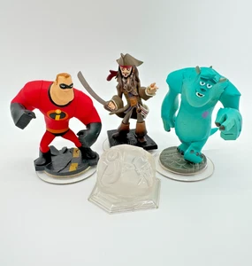 Disney Infinity Starter Figures Set Jack Sparrow, Sulley, Mr Incredible - Picture 1 of 9