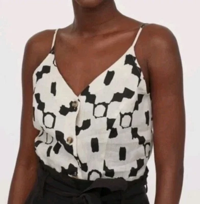 Camiseta sin mangas H&M con botones y tiras de lino de calidad premium talla S para mujer nueva con etiquetas #03 Foto 1 de 4