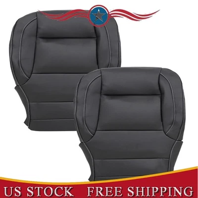 Cubierta de asiento delantera inferior de cuero negra para Chevy Silverado Suburban 2014-2019 Foto 1 de 4