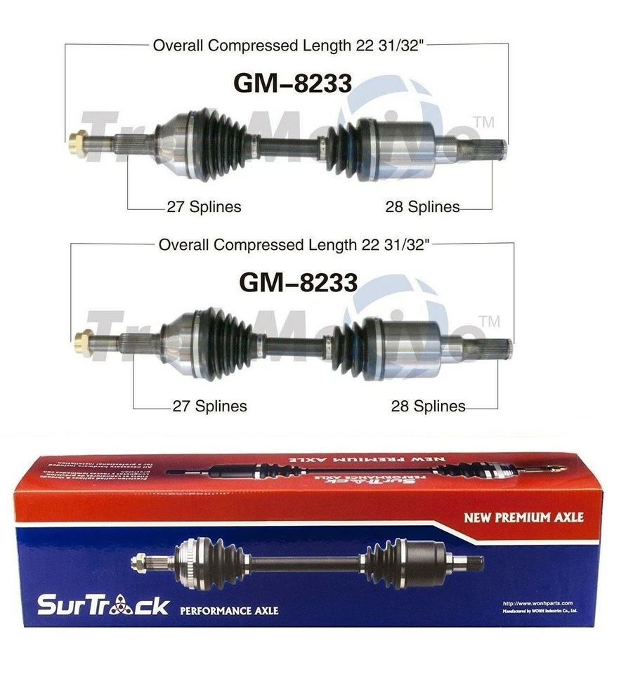 For Chevy Colorado GMC Canyon I-350 370 Pair Front CV Axle Shafts SurTrack Set - Image 1 of 1