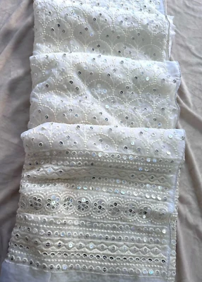 Georgette Chikankari сари, блестки работы сари, мерцающий сари, Luknowi сари - Изображение 1 из 4