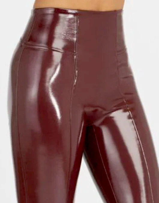 NWT New SPANX Faux Patent Leather Liquid Gloss LEGGINGS-20301R-Ruby-Medium Reg - Image 1 of 4