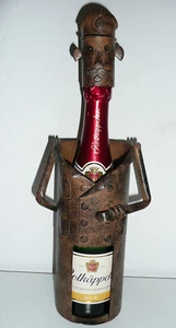 Wein Sekt Flaschenhalter Metall Figur braun Oberkellner Sommelier - Bild 1 von 2