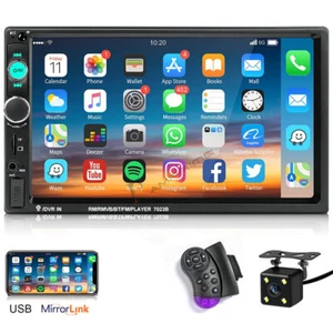 Reproductor de MP5 para automóvil 7" Doble 2 DIN Bluetooth pantalla táctil radio estéreo con cámara - Imagen 1 de 11