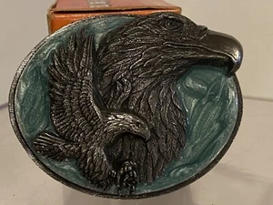 Vintage 1990 Siskiyou Buckle Co Eagle Bird Of Prey Gürtelschnalle USA TOP - Bild 1 von 7