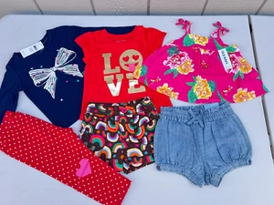 NEW lot 6 Tee Gap T-shirt Shorts Valentines Christmas Baby Girls 12-18m Party - Picture 1 of 5