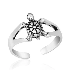 Charming Baby Marine Turtle Sterling Silver Toe or Pinky Ring - Picture 1 of 6