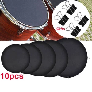 10Pcs Bass Snare Drum Kit Sound Off Quiet Mute Silencer Practice Silence Pad - Picture 1 of 12