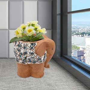 Planter Animal Shaped Elephant Shape Planter W/ Drainage Hole Garden Decoration - Picture 1 of 18