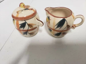Vintage Nasco handbemalt japanisch Zucker/Sahnekännchen Set Obst Muster - Bild 1 von 2
