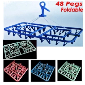 48 Pegs Plastic Hanging dryer Foldable Cloth Airer Hanger Rack 67.5x36.5cm NEW - Picture 1 of 10