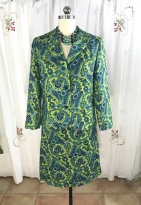 De Colección Años 60 MAJESTUOSO 2 piezas Mod Paisley Traje Falda Conjunto Verde Azul Secretaria JackieO 10M - Imagen 1 de 12