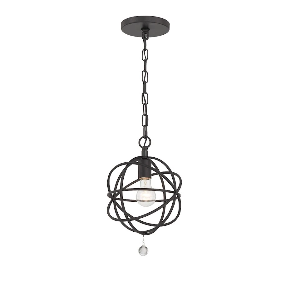 Crystorama Solaris 1 Light Pendant Black - 9220-BK