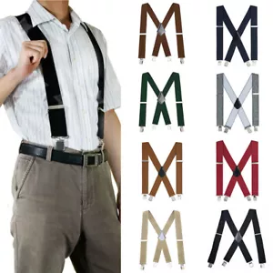 Hosenträger starke 50mm Damen Herren Extra Breit Hosen X-Form mit 4 Clip Krallen - Bild 1 von 22