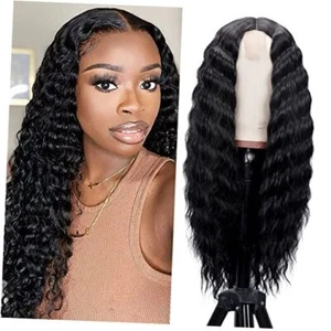 28 Inch Curly Wig Long Wigs for Black Women Loose Deep Wave Lace Front Wig 1b# - Picture 1 of 7