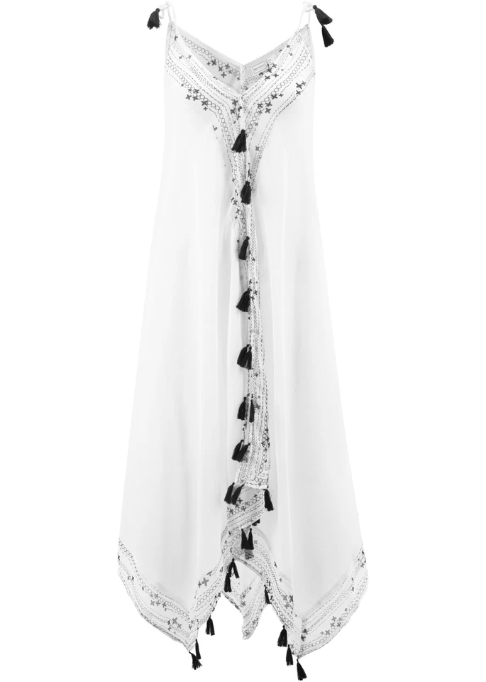 Strandkleid Gr. 36 Weiß Schwarz Beach-Kleid Maxi Strand-Dress Sommerkleid Neu* - Bild 1 von 1