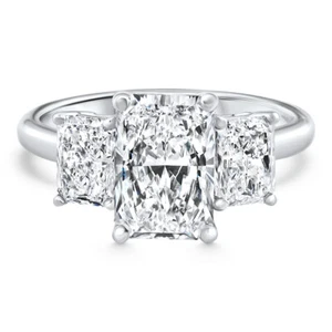 4 - 7 Ct Radiant Cut 3-Stone Diamond Engagement Ring 14k or Platinum Lab Grown - Picture 1 of 5