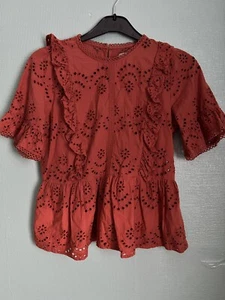 Oasis Burnt Orange Grill Blouse Size 12 - Picture 1 of 5