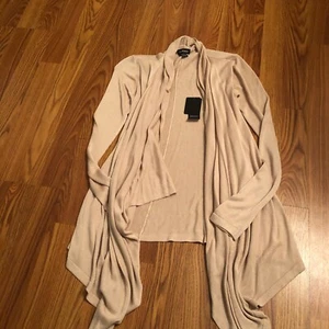 Bebe Ivory Beige Open Front Cascading Sz S Cardigan - Picture 1 of 7