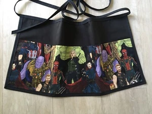 Black Waitress Apron Marvel,Super Heroes 3 Pockets Server Restaurant Cute Waist - Picture 1 of 3