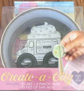 IMAGINE Create a City CUPCAKE TRUCK 25 Feet of Tape Path 3 Cars Bendon NEW - Picture 1 of 5