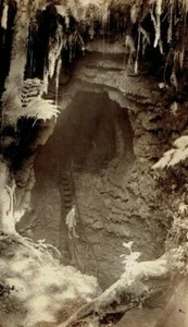 RPPC Lava Tube Hawaii National Park Postcard Hawaii HI Man Climbing Stairs - Picture 1 of 3