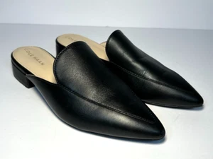 Cole Haan Flats Women 7B Black Leather Piper Slip On Pointed Toe Mules Pre-Owned - Picture 1 of 9