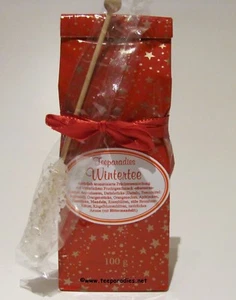 (GP 8,90 EUR/Einheit) Wintertee 100g + 1 x Kandissticks Teepräsent rotes Set ♥ - Bild 1 von 1