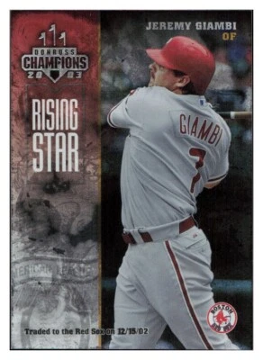 C736 JEREMY GIAMBI 2003 DONRUSS CHAMPIONS RISING STAR 97/100 #196 RED SOX RARE - Image 1 of 2