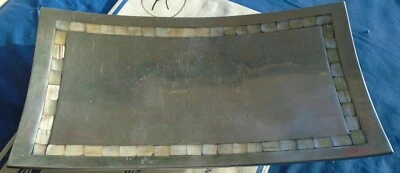 Bandeja Plato Toalla Plateros Mosaico Madreperla Metal Servir 16 por 8" A Foto 1 de 4