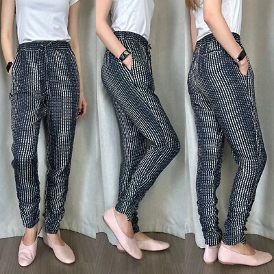 Derek Lam Silk Navy Blue Yellow Pants XS (2) - Image 1 of 4