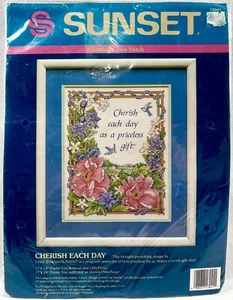 NEU 1991 Dimensions Cherish Each Day 13041 gestempelt Kreuzstich Set 11x14 15699 - Bild 1 von 8