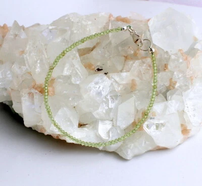 Peridot Armband edelsteinarmband grün Olivin fein facettierte kugel Edel ca.18cm - Bild 1 von 2