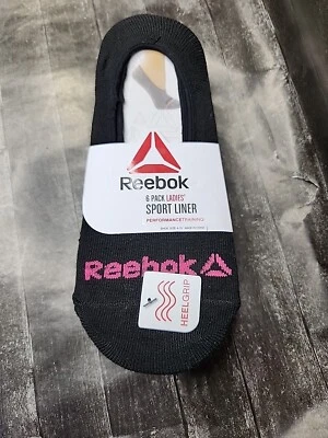 Paquete de 6 zapatos Reebok Sport Liner negros con agarre en el talón para mujer talla 4-10 Foto 1 de 4