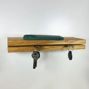 Schlüsselbrett Holz mit Ablage - Schlüsselleiste aus Eiche -Schlüsselhalter Wand - Bild 1 von 5