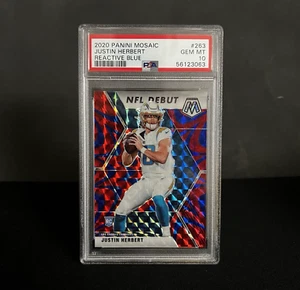 Justin Herbert Rookie RC PSA 10 2020 Mosaic Reactive Blue Debut #204 Chargers - Picture 1 of 2