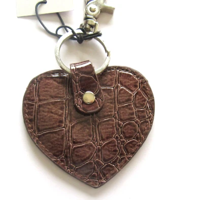 Llavero/Bolso Dije - Forma de corazón - Apertura de foto - Marrón - Tono plateado - Gancho gatillo Foto 1 de 2