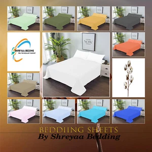 Sábana plana de algodón egipcio para hotel + 2 fundas de almohada dobles XL Select TC todo sólido - Imagen 1 de 98