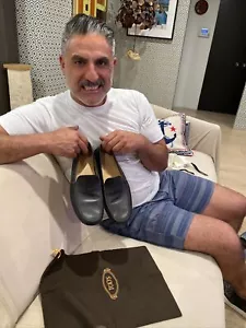 Herren TOD’S schwarze Leder Halbschuhe Größe 9 getragen von Reza Farahan - Bild 1 von 10