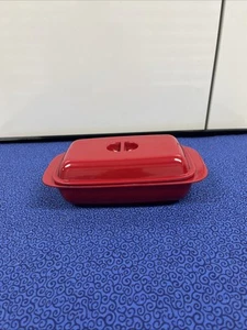 Vintage Red Butter Dish Mid century Hard Plastic Melamine - Picture 1 of 4
