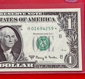 1963A STAR NOTE $1 DOLLAR BILL ( ST LOUIS H ) UNCIRCULATED - Picture 1 of 3
