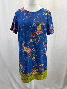 Yumi Blue Pink Floral Dress Short Sleeve Knee Length Size 12 Ex Con - Picture 1 of 10