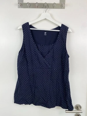 H&M Mama - Dunkelblaues Still-Top mit weißen Punkten (Gr. L) - Bild 1 von 4